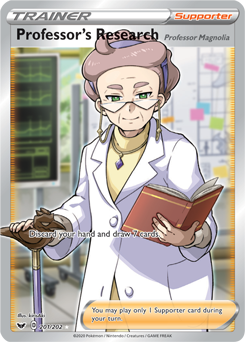 Full Art Trainer Pokémon card Professor's Research 201/202 from Sword & Shield expansion