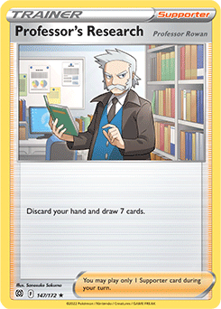 Rare Holo Pokémon card Professor's Research 147/172 from Brilliant Stars expansion