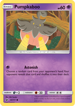 Common Pokémon card Pumpkaboo 44/111 from Crimson Invasion expansion