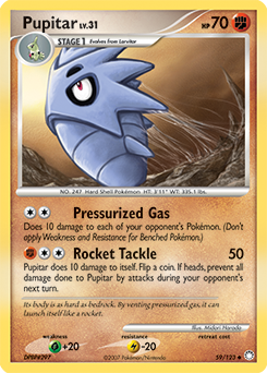 Uncommon Pokémon card Pupitar 59/123 from Mysterious Treasures expansion