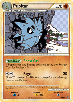 Uncommon Pokémon card Pupitar 38/95 from Unleashed expansion