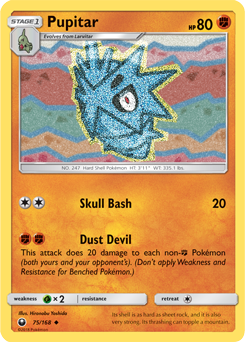 Uncommon Pokémon card Pupitar 75/168 from Celestial Storm expansion