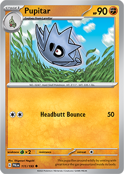 Uncommon Pokémon card Pupitar 111/193 from Paldea Evolved expansion