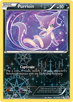 Uncommon Pokémon card Purrloin RC13/RC25 from Legendary Treasures expansion