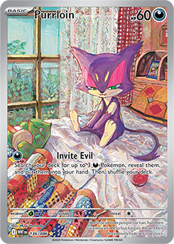 Illustration rare Pokémon card Purrloin 136/86 from White Flare expansion