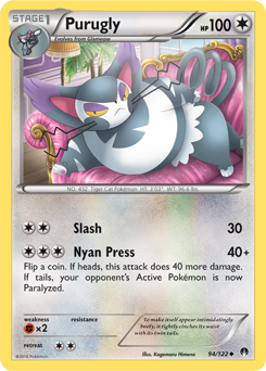 Uncommon Pokémon card Purugly 94/122 from Breakpoint expansion