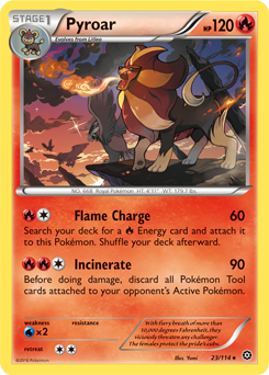 Rare Pokémon card Pyroar 23/114 from Steam Siege expansion