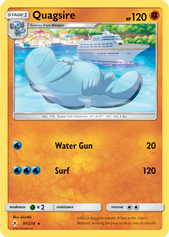 Rare Pokémon card Quagsire 97/214 from Unbroken Bonds expansion