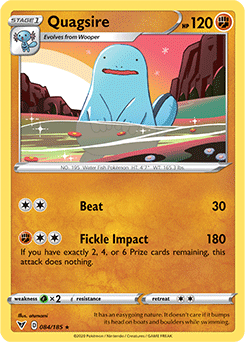 Rare Pokémon card Quagsire 084/185 from Vivid Voltage expansion