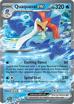 Double rare Pokémon card Quaquaval ex 052/193 from Paldea Evolved expansion