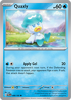 Common Pokémon card Quaxly 049/193 from Paldea Evolved expansion