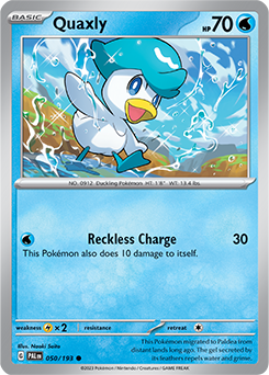 Common Pokémon card Quaxly 050/193 from Paldea Evolved expansion
