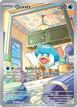 Illustration rare Pokémon card Quaxly 206/193 from Paldea Evolved expansion