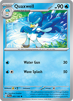 Uncommon Pokémon card Quaxwell 051/193 from Paldea Evolved expansion