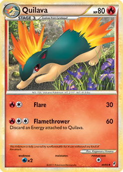 Uncommon Pokémon card Quilava 49/95 from Call of Legends expansion