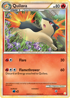 Uncommon Pokémon card Quilava 49/123 from HeartGold SoulSilver expansion