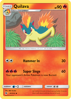 Uncommon Pokémon card Quilava 41/214 from Lost Thunder expansion