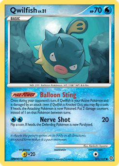 Qwilfish 101/132 Pokémon card from Secret Wonders for sale at best price