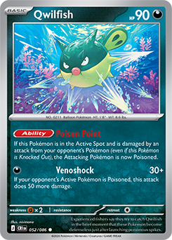 Common Pokémon card Qwilfish 52/86 from Chaos Rising expansion