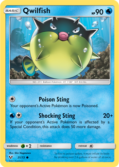 Common Pokémon card Qwilfish 21/73 from Shining Legends expansion