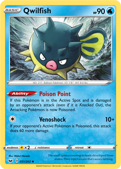 Uncommon Pokémon card Qwilfish 51/202 from Sword & Shield expansion