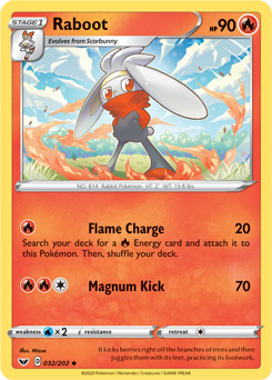 Raboot 32/202 Pokémon card from Sword & Shield for sale at best price