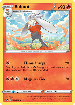 Uncommon Pokémon card Raboot 32/202 from Sword & Shield expansion