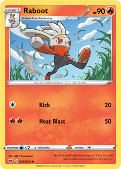 Uncommon Pokémon card Raboot 33/202 from Sword & Shield expansion