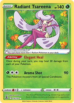 Shining Pokemon Pokémon card Radiant Tsareena 016/195 from Silver Tempest expansion
