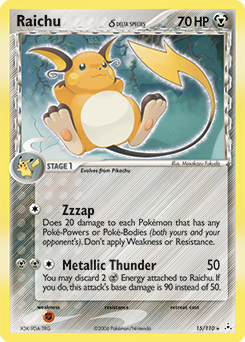 Carte Pokémon Raichu 15/110 de la série Ex Fantômes Holon en vente au meilleur prix