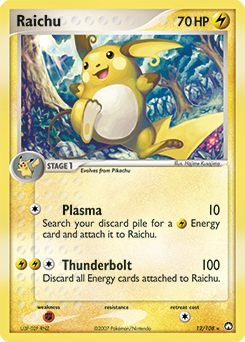 Carte Pokémon Raichu 12/108 de la série Ex Gardiens du Pouvoir en vente au meilleur prix