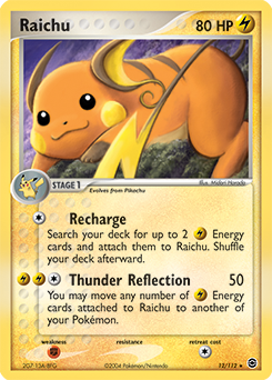 Carte Pokémon Raichu 12/112 de la série Ex Rouge Feu Vert Feuille en vente au meilleur prix