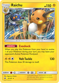 Raichu 41/147 Pokémon card from Burning Shadows for sale at best price