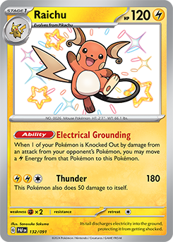 Raichu 132/91 Pokémon card from Paldean fates for sale at best price