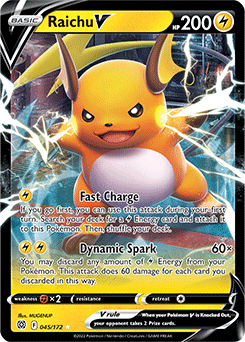 Ultra rare V Pokémon card Raichu V 045/172 from Brilliant Stars expansion