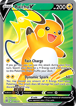 Full Art V Pokémon card Raichu V 158/172 from Brilliant Stars expansion