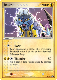 Rare Pokémon card Raikou 3/17 from POP 2 expansion