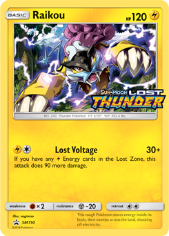Promo Pokémon card Raikou SM150 from Sun and Moon Promos expansion