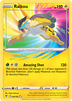Amazing Rare Pokémon card Raikou 050/185 from Vivid Voltage expansion