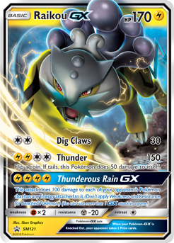 Promo Pokémon card Raikou GX SM121 from Sun and Moon Promos expansion