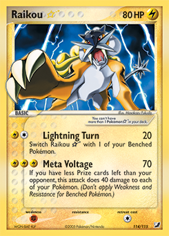 Carte Pokémon Raikou Star 114/115 de la série Ex Forces Cachées en vente au meilleur prix