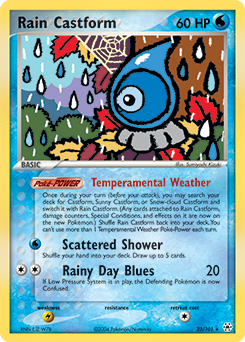 Rare Pokémon card Rain Castform 23/101 from Ex Hidden Legends expansion