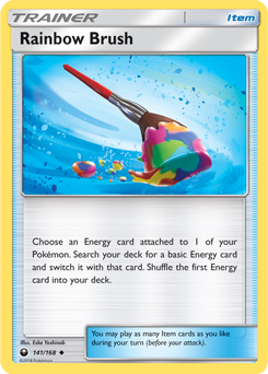 Uncommon Pokémon card Rainbow Brush 141/168 from Celestial Storm expansion