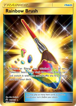 Secret Gold Pokémon card Rainbow Brush 182/168 from Celestial Storm expansion