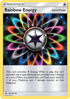 Uncommon Pokémon card Rainbow Energy 137/149 from Sun & Moon expansion