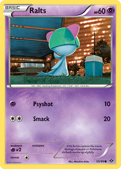 Common Pokémon card Ralts 55/99 from Next Destinies expansion