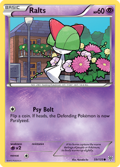 Common Pokémon card Ralts 59/135 from Plasma Storm expansion