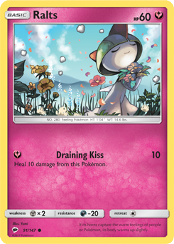 Common Pokémon card Ralts 91/147 from Burning Shadows expansion