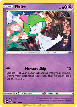Common Pokémon card Ralts 067/195 from Silver Tempest expansion
