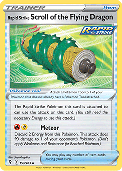 Uncommon Pokémon card Rapid Strike Scroll of the Flying Dragon 153/203 from Evolving Skies expansion